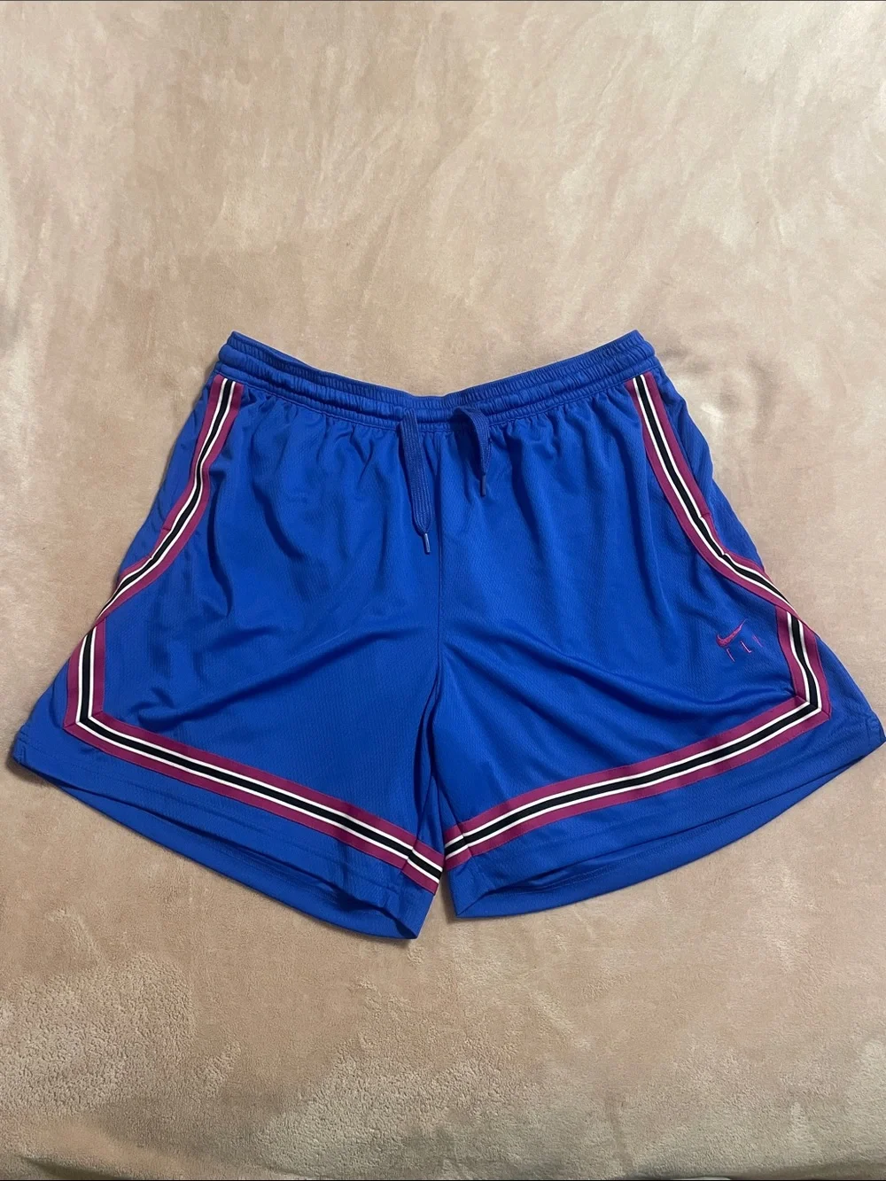Nike Royal Blue Mens Athletic Shorts with Magenta and White Side Stripes